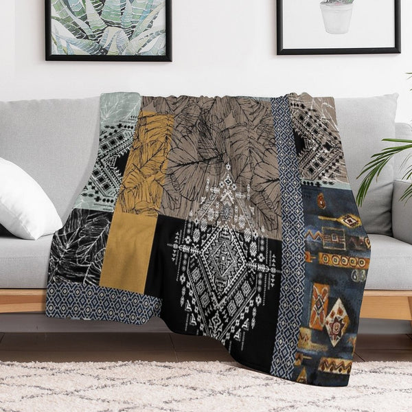 Ethnic Patchwork Pattern Eco-conscious Throw Blanket