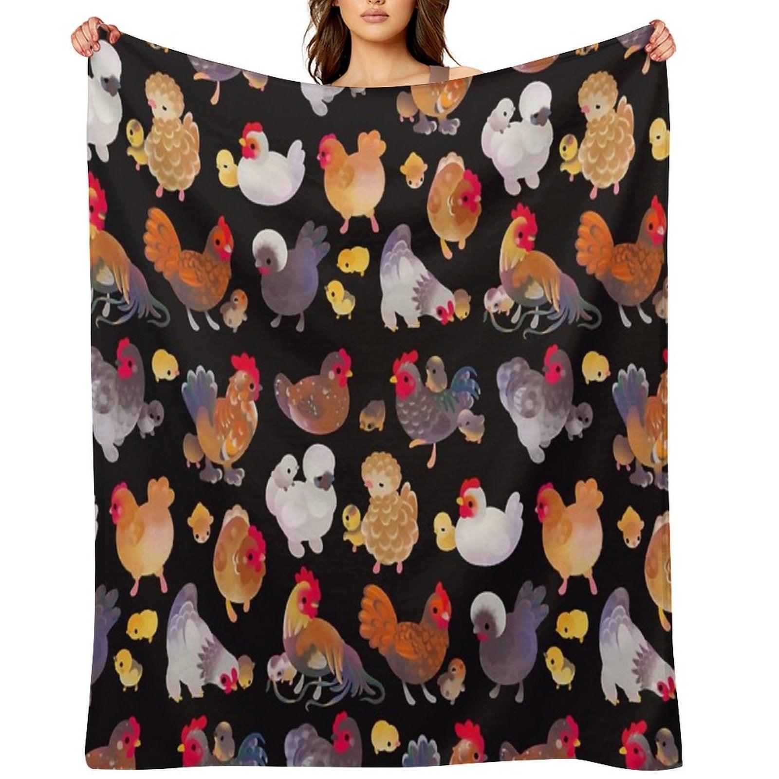 Chicken And Chick - Dark Throw Blanket