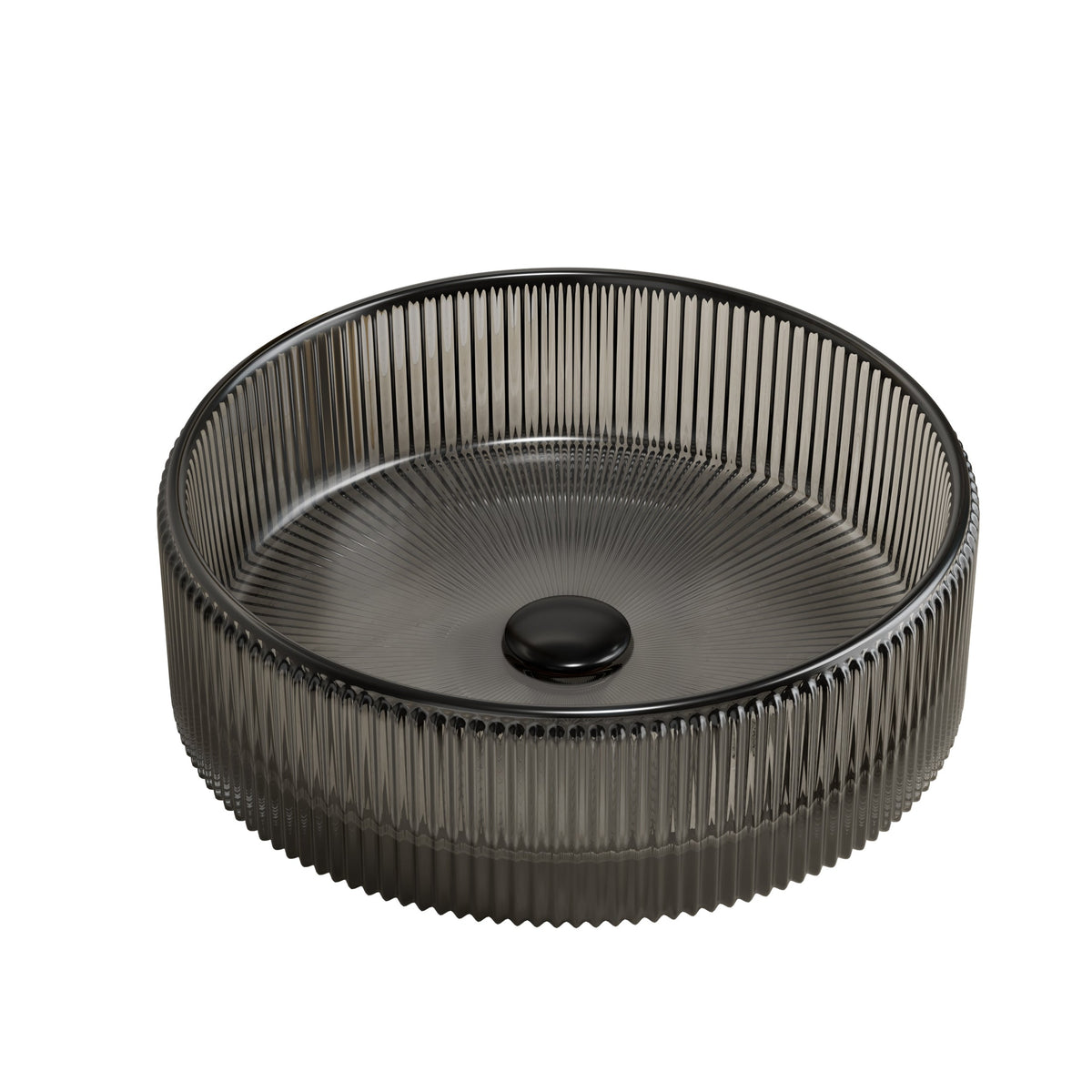 Sonny 14'' Bathroom Round Crystal Glass Sink without Faucet, Transparent