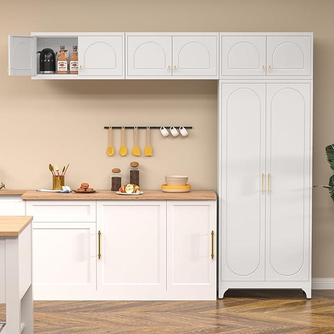 Wall Cabinet with Doors, Small Hanging Cabinet for Kitchen Pantry, Metal Overhead Cabinets for Dining, Living Room, Bathroom, 16