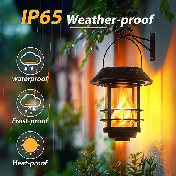 Otdair Solar Wall Lantern Outdoor, Flickering Flames Solar Sconce Lights Outdoor, Hanging Solar Lamps Wall Mount for Front Porch, Patio and Yard, 4 Pack