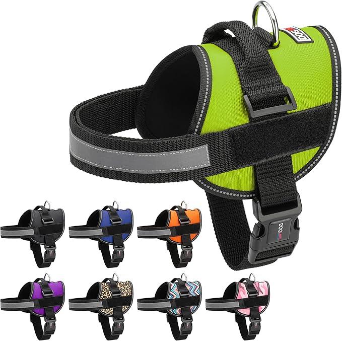 Dogline Dog Harness, Reflective No-Pull Adjustable Vest with Handle for Walking, Training, Breathable, No - Choke Harness for Small, Medium or Large Dogs Room for Patches Girth 22