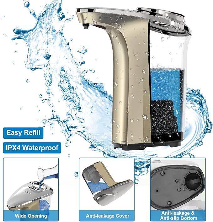 Automatic Soap Dispenser, Touchless Dish soap Dispenser 17oz/500ml with Upgraded Infrared Sensor, 5 Adjustable Soap Dispensing Levels, Liquid Hand soap Dispenser for Bathroom & Kitchen