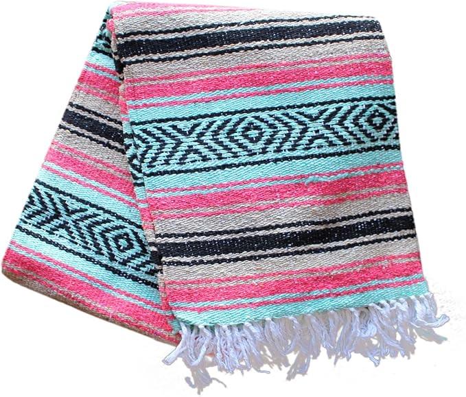 Del Mex Classic Mexican Blanket, Large Authentic Woven Falsa Throw (70
