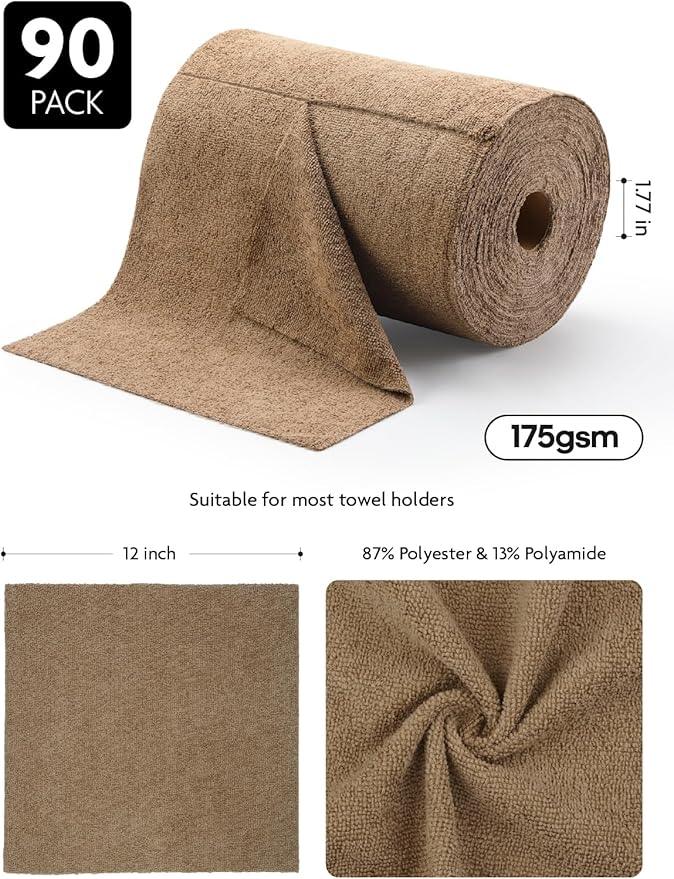 Fantasticlean Microfiber Cleaning Cloth Roll -90 Pack, Tear Away Microfiber Towels, 12
