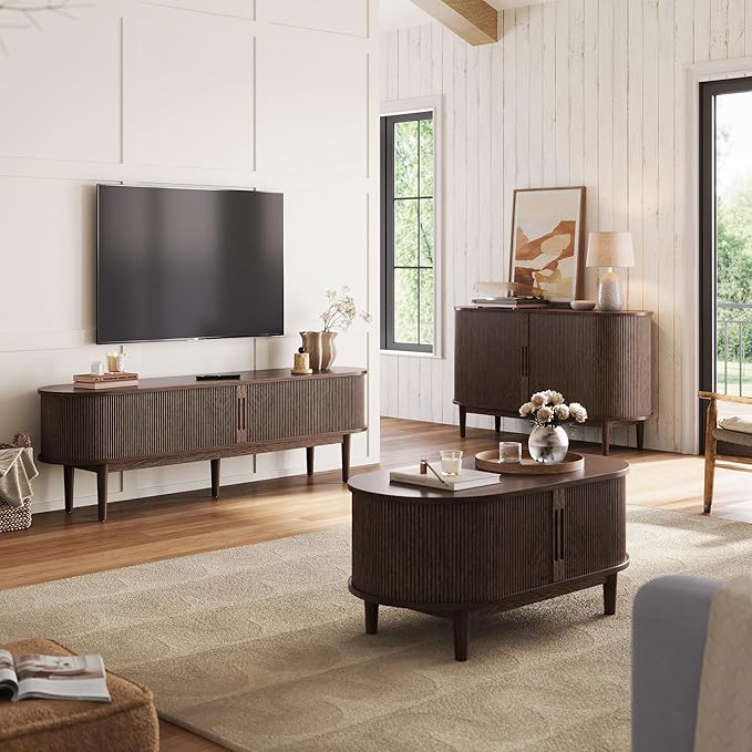 LINSY HOME Fluted TV Stand for 75