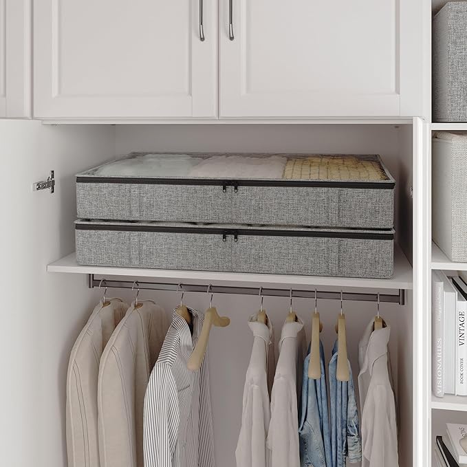 Gray Low Profile Under Bed Storage Containers 5 inches high, 33.8