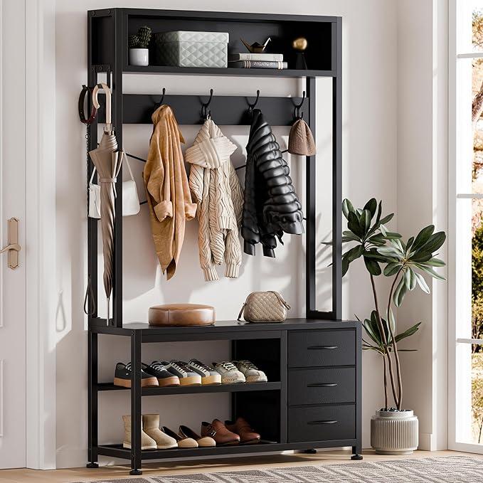 Lulive Hall Tree with Bench and Shoe Storage, 31.5