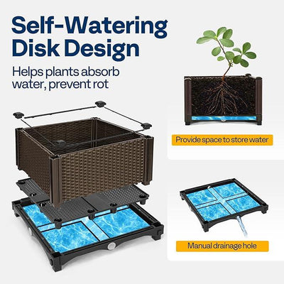 VIVOHOME 2 Packs Elevated Plastic Raised Garden Bed Planter Kit, Outdoor Planters Above Ground Flower Vegetable Standing Planter Box for Patio Deck Porch W/Drainage Holes