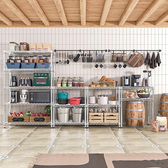 1750 LBS Storage Shelves 5-Tier Utility Shelving Unit Steel Organizer Wire Rack for Home,Kitchen,Office,Garage, Capacity 17.7