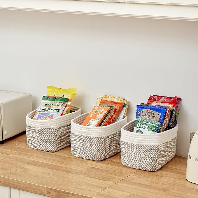 Small Cotton Rope Storage Basket Set of 3-11