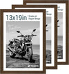 13x19 Picture Frame 3 Pack - Brown Woodgrain, Wood Photo Frame, HD Tempered Glass, Wall Gallery Poster Frame