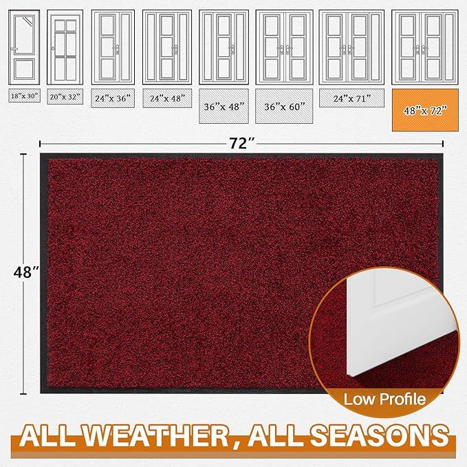 Mibao Front Door Mat, Dirt Trapper Welcome Mat for Outdoor Indoor, Non-Slip Waterproof Doormat, Durable Machine Washable Low Profile Entry Rug for Back Door Outside Patio Porch, 72
