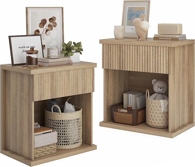 Fluted Nightstand Set of 2, 22.8