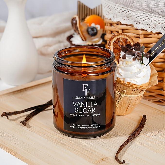 Vanilla Sugar Scented Candles for Home, Soy Wax Candle Aromatherapy Candles Gift for Women Men, 7oz