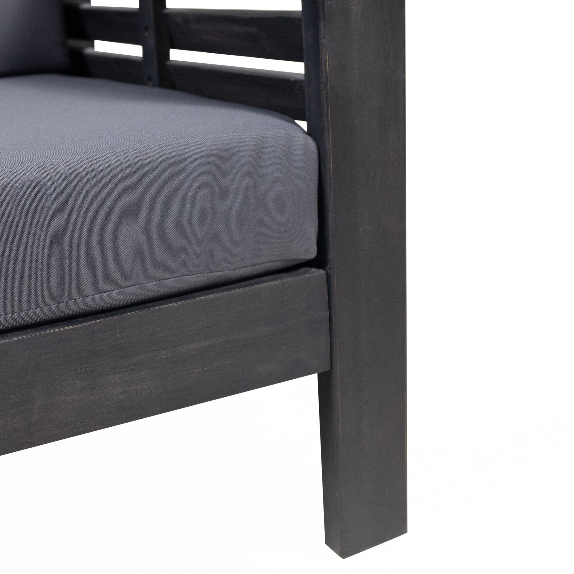 ( Set of 2) Outdoor Acacia Wood Club Chairs with Cushions, Dark Gray, 27.75