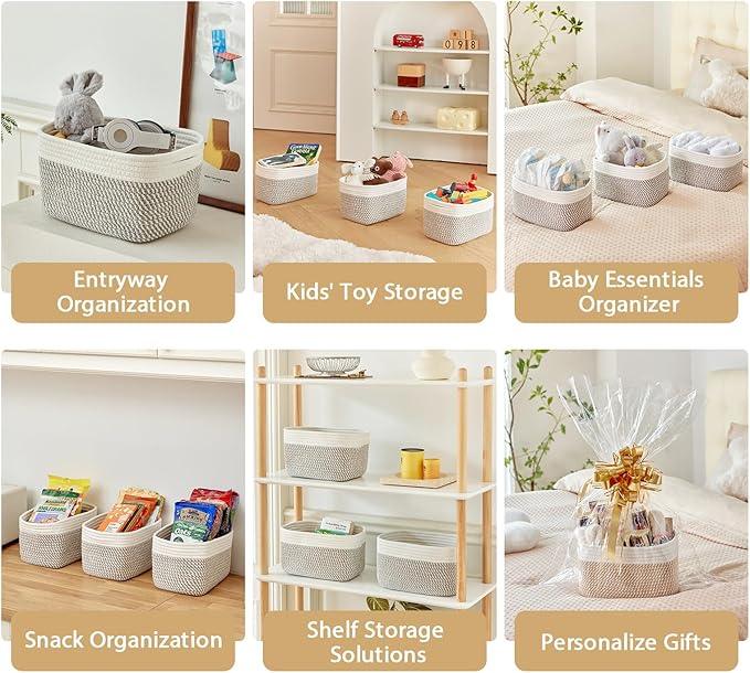 Small Cotton Rope Storage Basket Set of 3-11