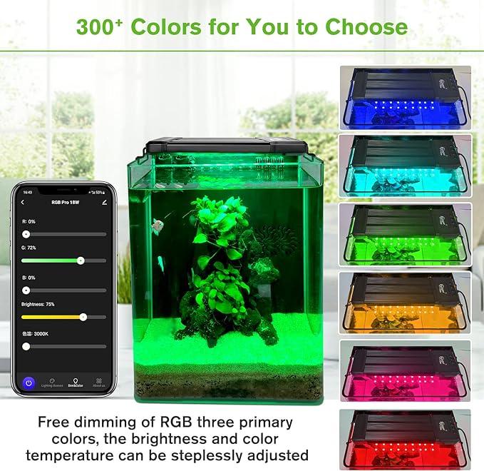hygger 50W Smart Aquarium Light, Bluetooth LED Light with App Control, Full Spectrum Fish Tank Light with 24/7 Lighting Cycle, 5 Modes, Adjustable Timer, for 36
