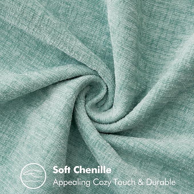 MIULEE Pack of 2 Couch Throw Pillow Covers 16x16 Inch Aqua Green Farmhouse Decorative Pillow Covers with Stitched Edge Soft Chenille Solid Dyed Spring Pillow Covers for Sofa Bed Living Room