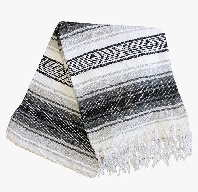Del Mex Classic Mexican Blanket, Large Authentic Woven Falsa Throw (70