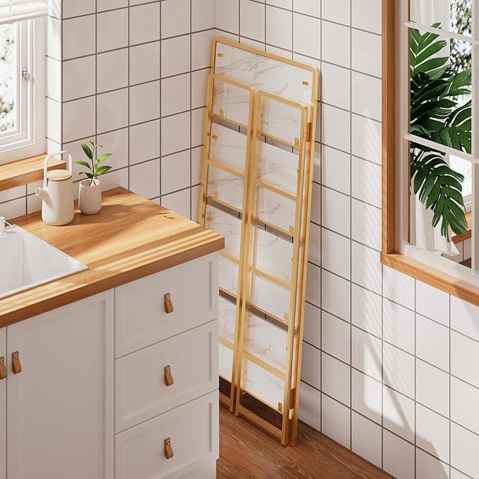 4NM No Assembly Foldable Bookshelf, 4-Shelf Collapsible Bookcase Storage for Small Spaces, 54