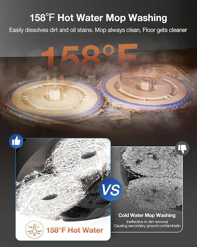 ECOVACS DEEBOT T30S PRO Robot Vacuum and Mop, 11000Pa, TruEdge Adaptive Edge Mopping, ZeroTangle Technology, AI Instant Re-mop, Self-Emptying & Refilling, AI Obstacle Avoidance