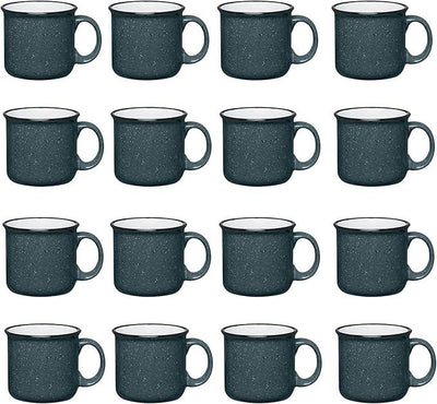 Set of 16 Ceramic Campfire Mugs – 15 Oz, Gray – Coffee & Tea Cups for Home, Work, Travel, Camping – Customizable, Great for DIY, Events, Companies