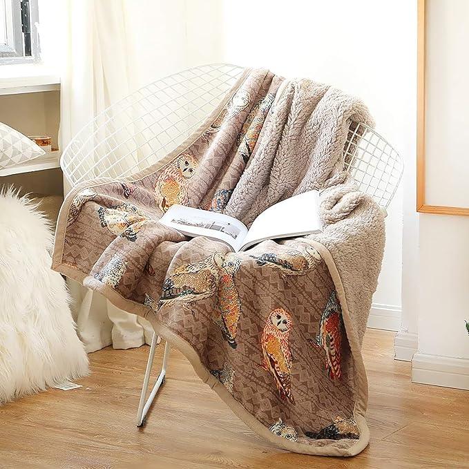 UKELER Owl Bed Blanket King Size 90'' x 108'', Soft Cozy Warm Fleece Throw Blanket for Bed/Couch/Sofa/Camping for Special Occasions