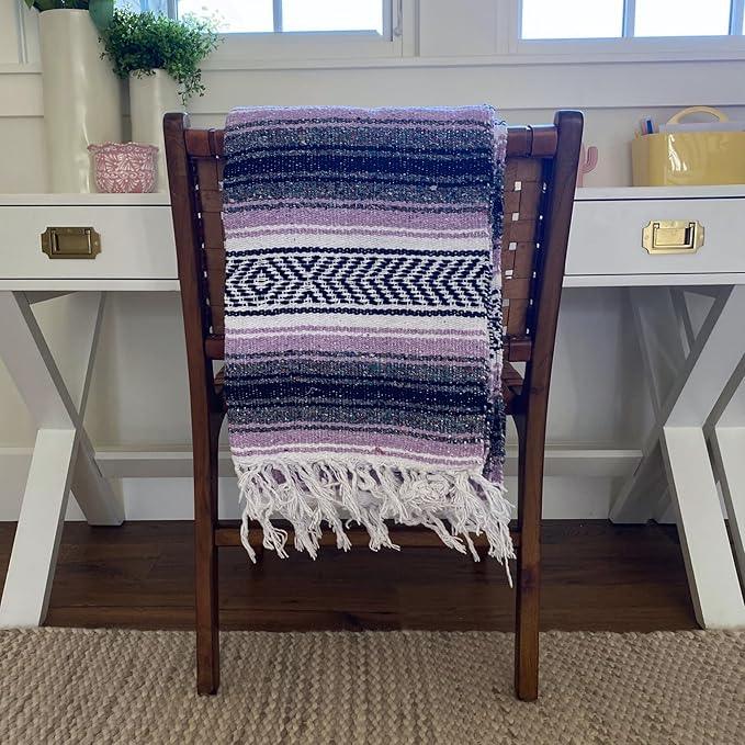Del Mex Classic Mexican Blanket, Large Authentic Woven Falsa Throw (70