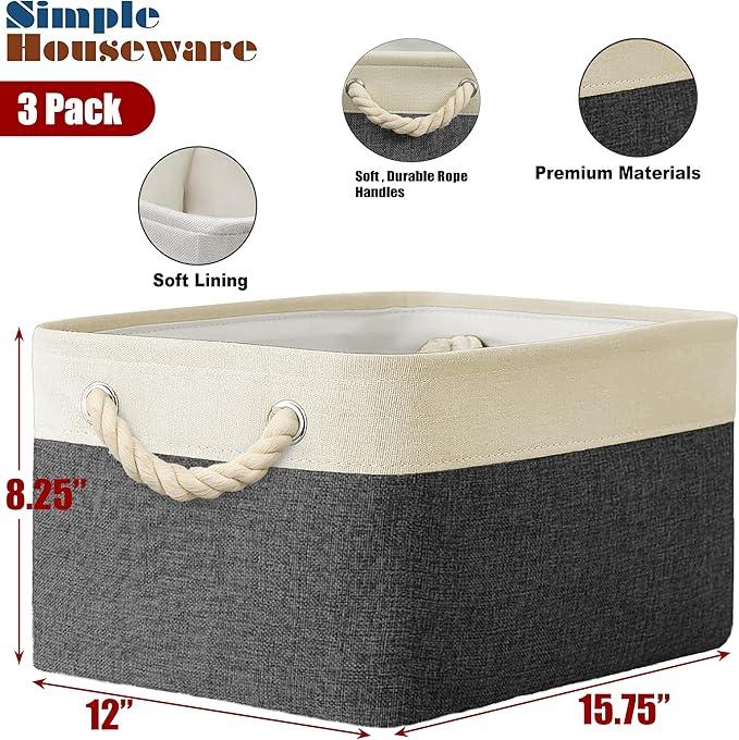SIMPLE HOUSEWARE Large Fabric Storage Bin, 15.7