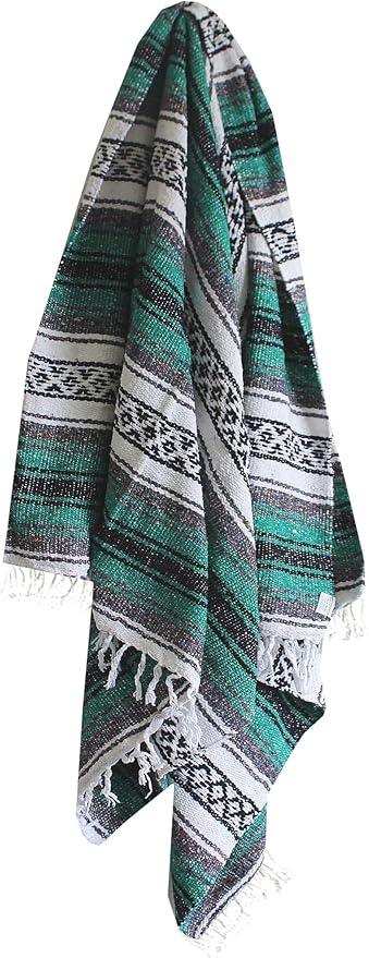Del Mex Classic Mexican Blanket, Large Authentic Woven Falsa Throw (70