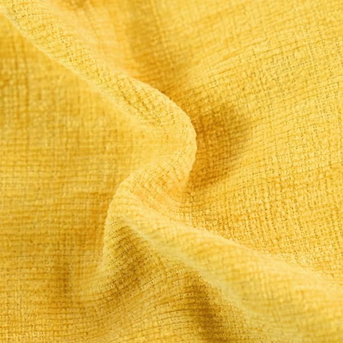CaliTime Throw Pillow Covers Decorative 22 X 22 Inches Pack of 2 Cozy Chenille Cushion Cases for Couch Sofa Bed Living Room Home Mustard Yellow