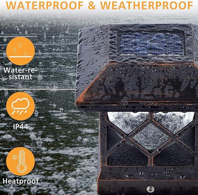 TWINSLUXES Solar Post Cap Lights Outdoor - Waterproof LED Fence Post Solar Lights for 3.5x3.5/4x4/5x5 Wood/Vinyl Posts in Patio, Deck or Garden Decoration
