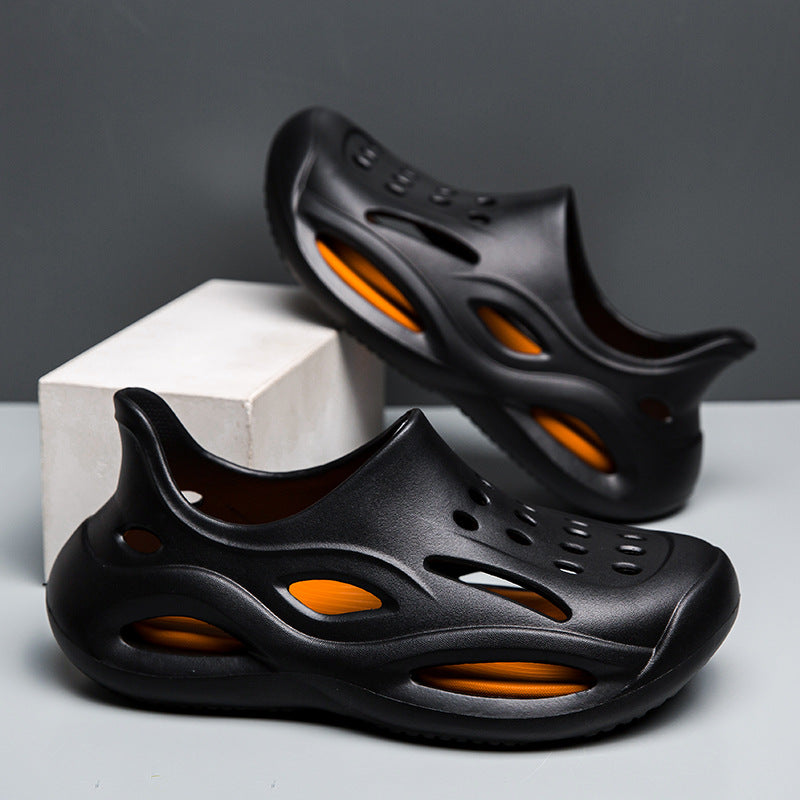 Cave shoes for men summer beach thick soled sandals for men sports and driving dual-use thick soled wear-resistant slippers