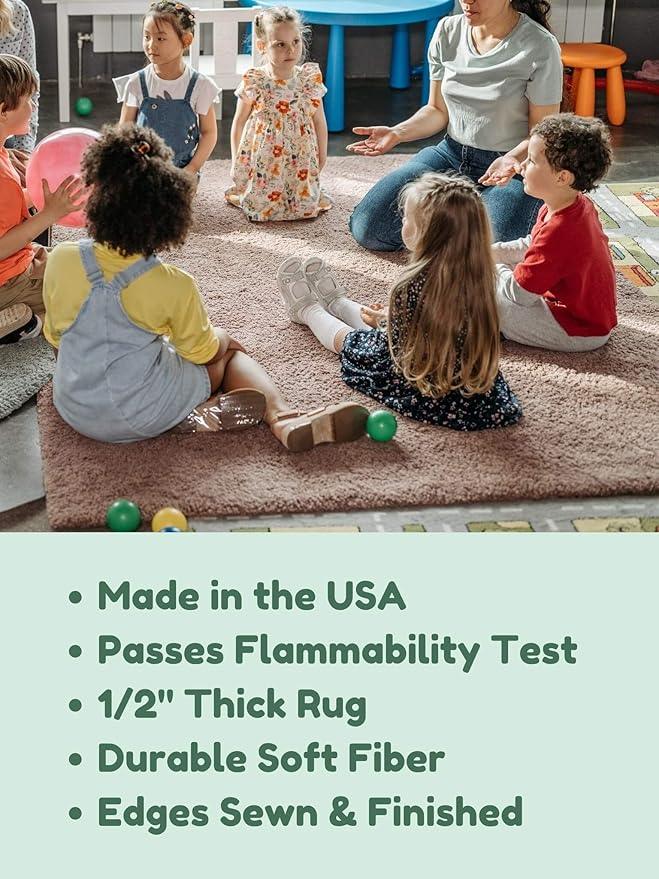 KOECKRITZ Soft and Colorful Kids Classroom Area Rugs (Passes Flammability Pill Test) Many Sizes and Bright Colors to Select from (11' Round, Froggy)