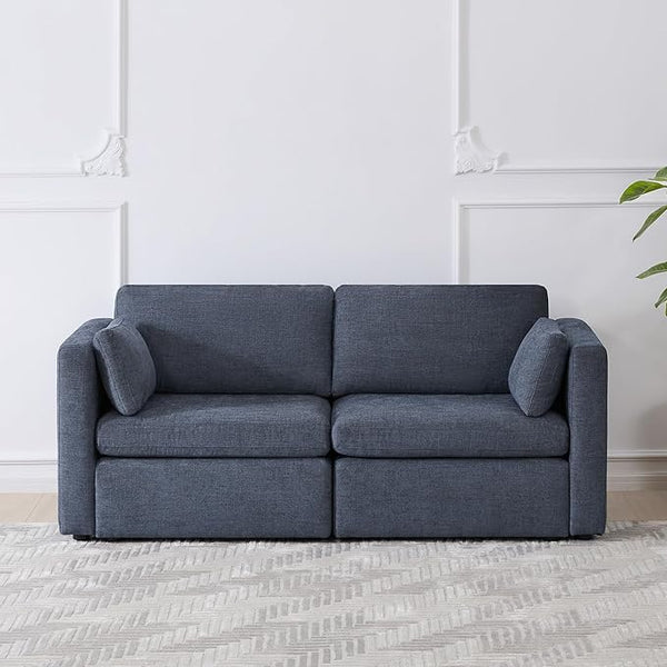 CHITA Small Modular Sectional Fabric Sofa Set, Extra Comfty Loveseat Cloud Couch, FSC Certified Modular Sectional Couch for Living Room, 78 inch Width,2 Seat Modular Sofa, Blue