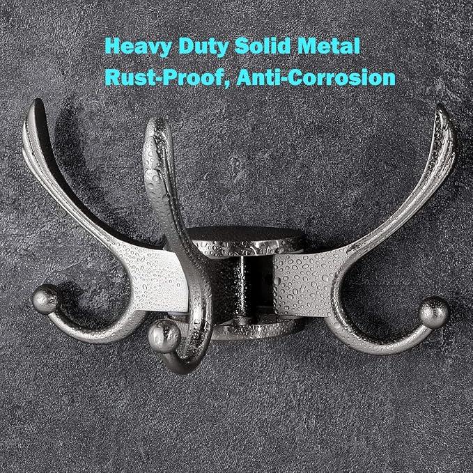 Swivel Coat Hook 2 Pack Heavy Duty Space Saving Towel Rope Hook Wall Mount Triple Swing Arms for RV Bathroom Kitchen Garage,Brushed Nickel