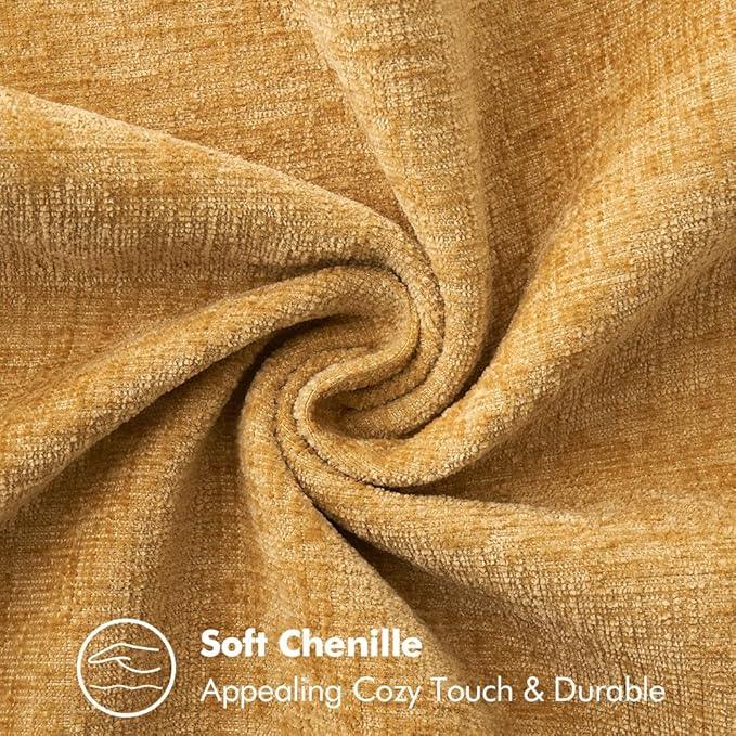 MIULEE Pack of 2 Couch Throw Pillow Covers 16x16 Inch Gold Farmhouse Decorative Pillow Covers with Stitched Edge Soft Chenille Solid Dyed Fall Pillow Covers for Sofa Bed Living Room
