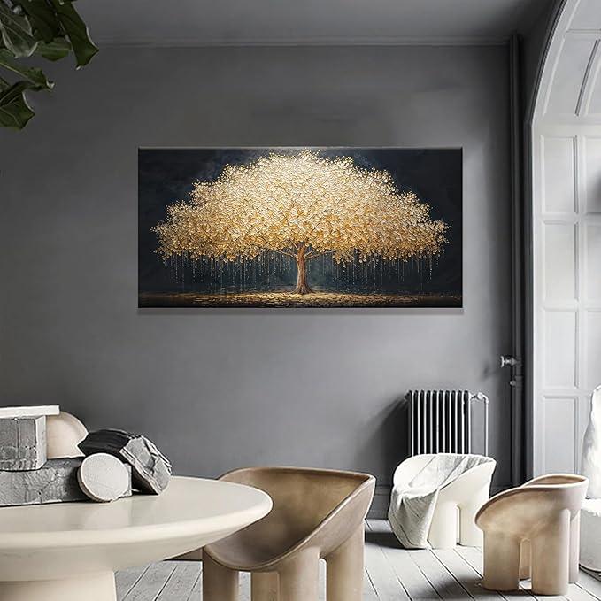 Wall Art Gold Tree Of Life Modern Wall Art Artwork Canvas Art Wall Decor Painting Gold Tree Pictures Abstract Wall Decor For Living Room Bedroom Dining Room Home Office Artwork Ready To Hang 24