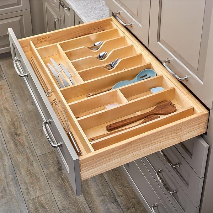 Rev-A-Shelf Trim-to-Fit Silverware Drawer Organizer For Kitchen Utensils, Cutlery Cabinet Storage Divider Insert, 33