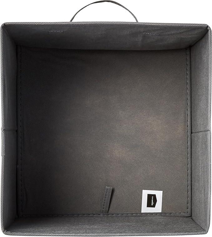 Amazon Basics Collapsible Fabric Storage Cube Bins Organizer with Handles, Sturdy, Gray, 13-x-13-x-13-inch, Pack of 6