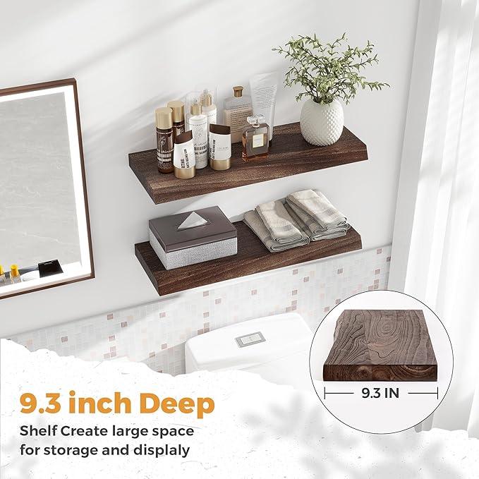 RICHFOCUS Live Edge Elm Floating Shelves - 24