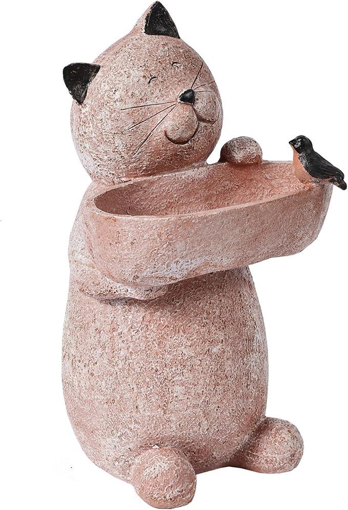 Cat Garden Statue Outdoor Decor Sculptures 12.3 Inch Height Figurine Gardening Lawn Ornament Gifts for Women