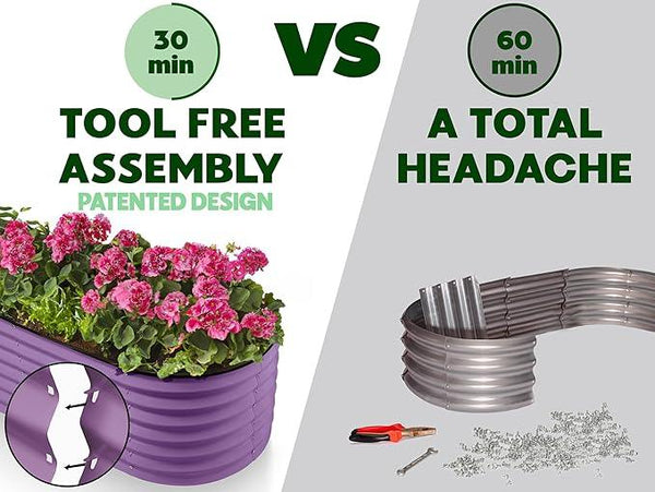 9-in-1 Galvanized Steel Raised Garden Bed // 8×2×1.5 ft Modular Planter for Gardening, Vegetables, Flowers // 18