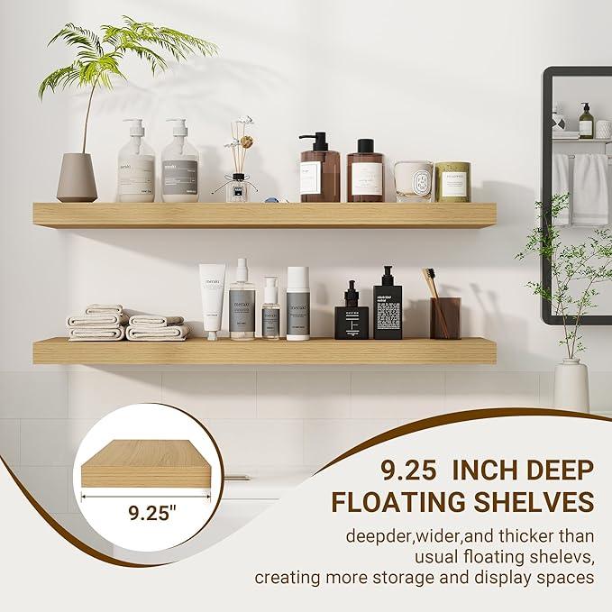 36 Inch Floating Shelves, 3D Textured Wood Grain, 36