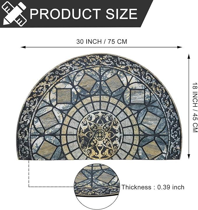 CHICHIC Entrance Door Mat Large 18 x 30 Inch Entry Way Doormat Front Door Rugs Outdoors Heavy Duty Welcome Mat Non Slip Rubber Back Low Profile for Garage, Patio, High Traffic Area, Blue