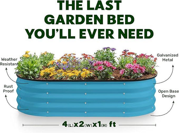 Galvanized Raised Garden Beds Outdoor // 4×2×1 ft (2-Pack) Planter Raised Beds for Gardening, Vegetables, Flowers (Teal) // Large Metal Garden Box