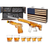 AR15 Whiskey Gun Decanter Flag Set - 1000ml Rifle & Pistol Set - Hanging Storage American Flag Gift Box & Bullet Glasses & Shot Glass, Great Gift for Army, Navy, Marines, Veterans & Gun Enthusiasts
