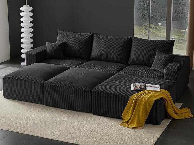 Boneless Sectional Cloud Couch Sofa Bed for Living Room, 112
