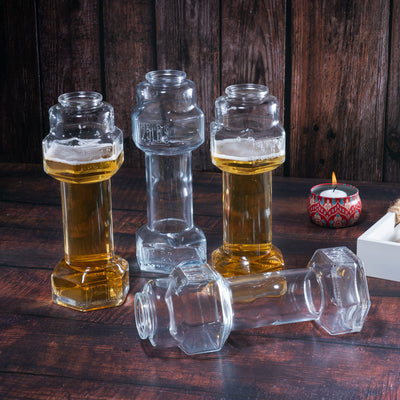The Wine Savant SINGLE Set, Dumbbell Beer & Whiskey Glasses, Giant Lifting Beers 26oz Glass | Large Weightlifting to Scale Funny Beer Mug | For Men & Women Cool Beer Glasses Perfect, Gifts for Dad